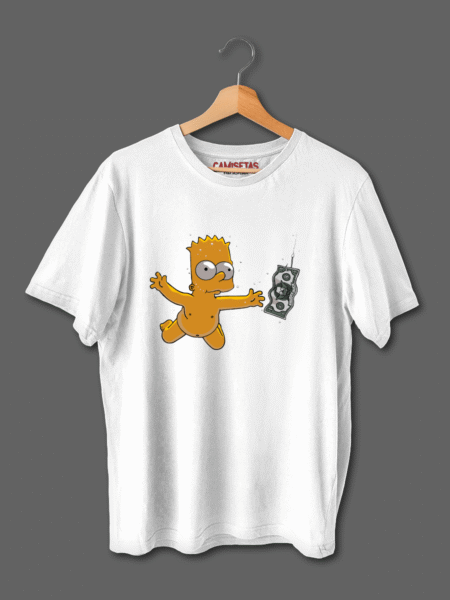Camiseta Bart Nevermind inspirada en Los Simpson y en el grupo musical Nirvana