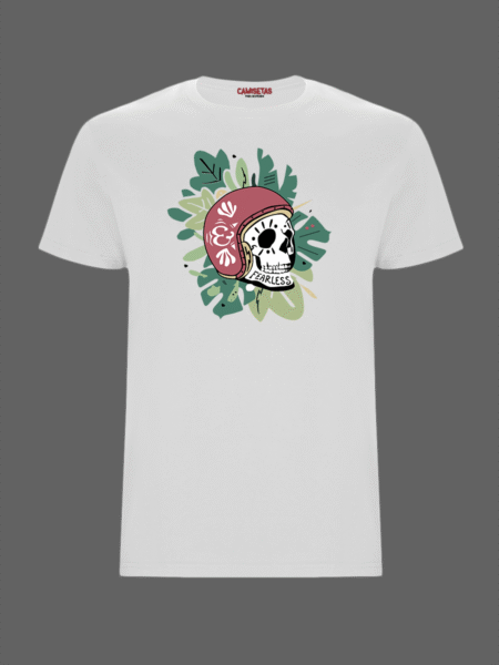 Camiseta blanca Calavera tropical motor