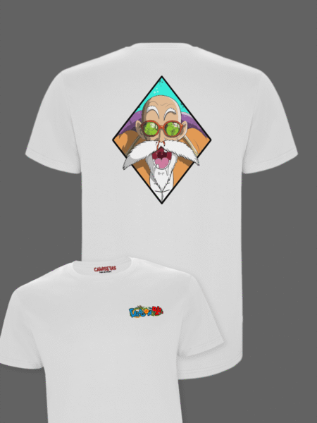 Camiseta blanca Maestro Roshi diseño pecho y detrás