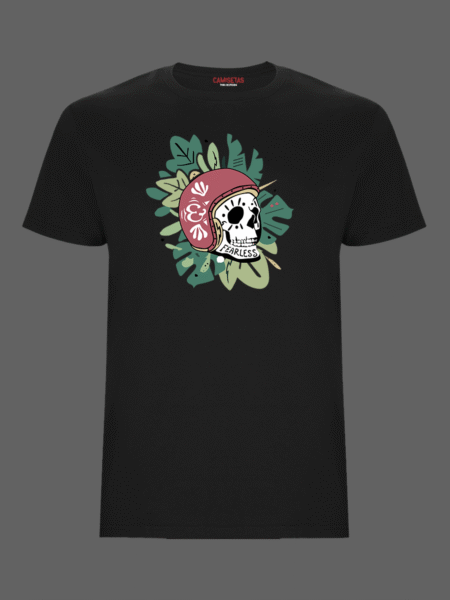 Camiseta negra Calavera tropical motor