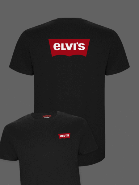 Camiseta negra Elvis diseño pecho y detrás