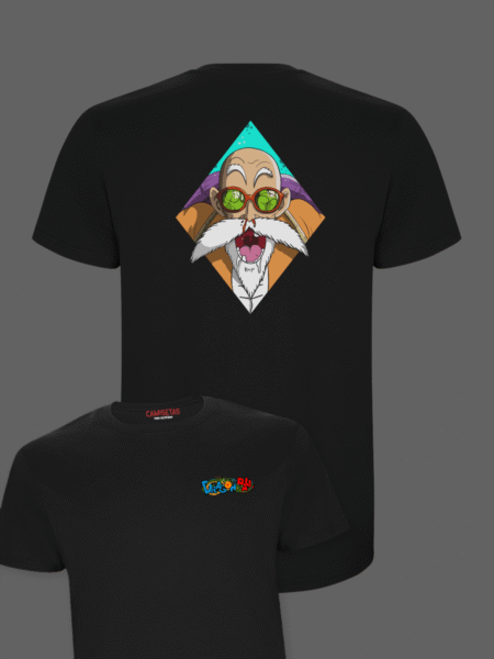 Camiseta negra Maestro Roshi diseño pecho y detrás
