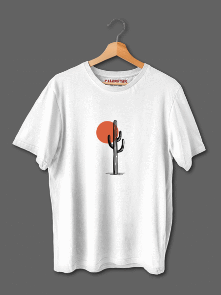 Camiseta Cactus Minimalista con diseño de un cactus estilo minimalista, de manga corta con cuello redondo, 100% algodón.