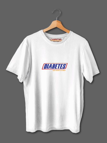 Camiseta divertida Diabetes con diseño inspirado en la Chocolatina Snickers