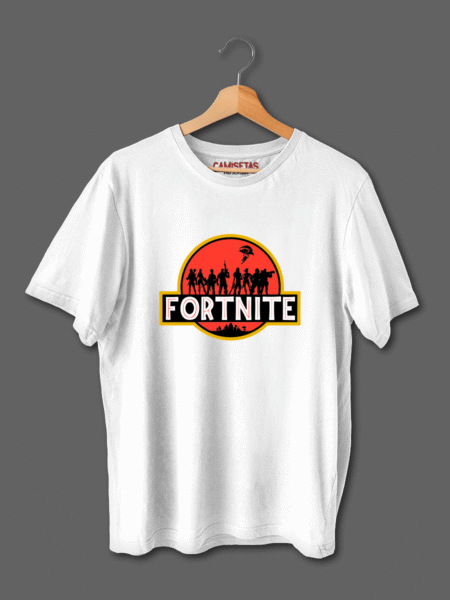 Camiseta divertida Fornite Park con diseño inspirado en el logo de Jurassic Park